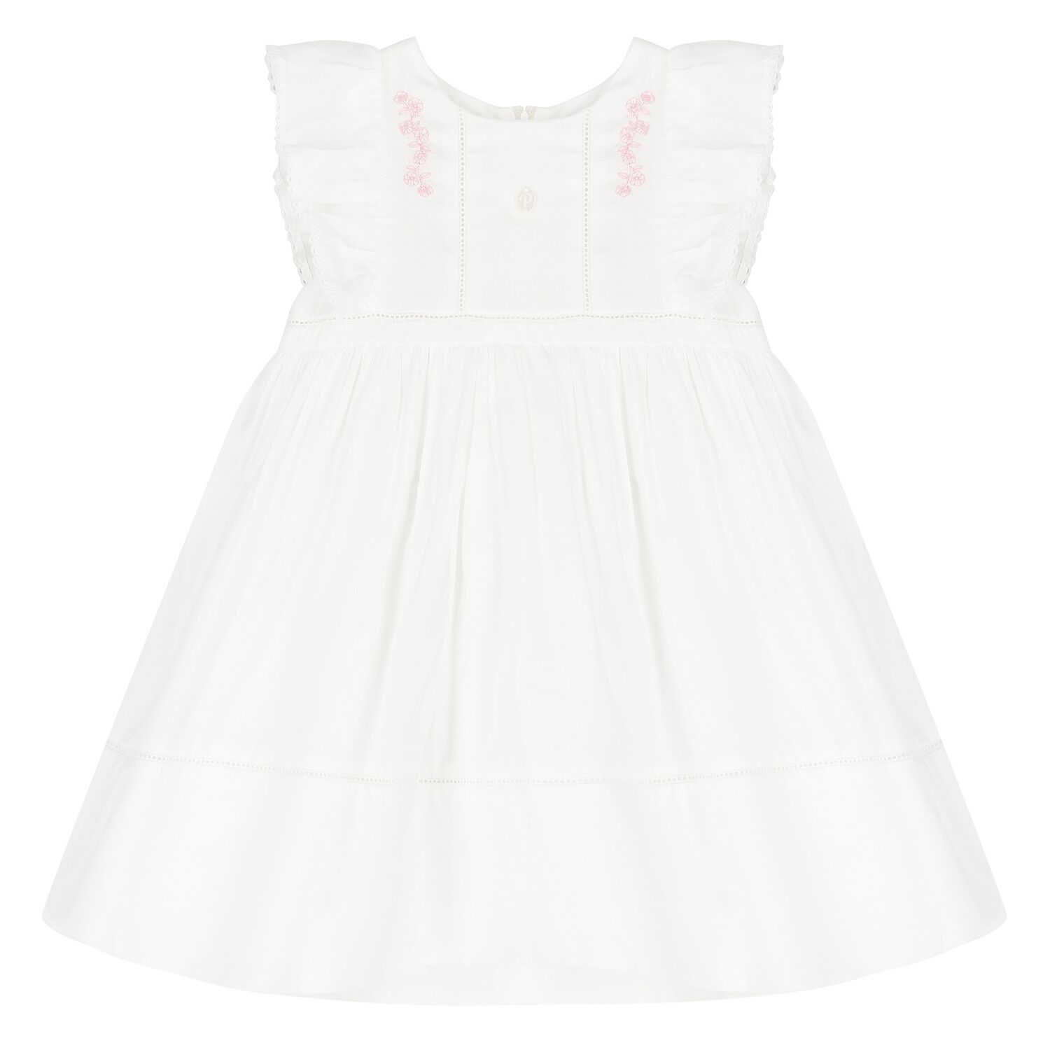 فستان بطبعة الزهور باللون الأبيض للبنات  , 1, hi-res