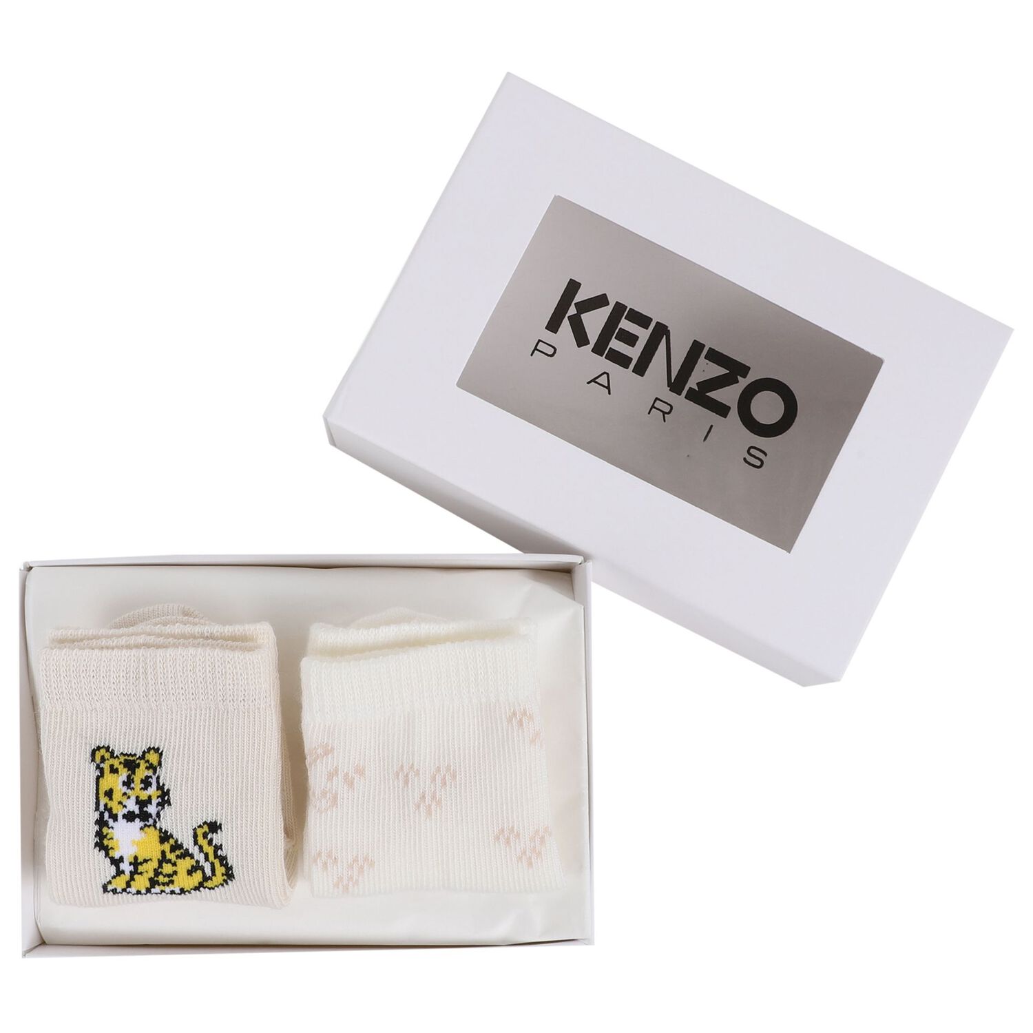 White & Ivory Tiger Logo Socks ( 2 Pack ), 2, hi-res