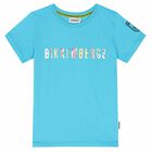 Boys Blue Holographic Logo T-shirt, 4, hi-res