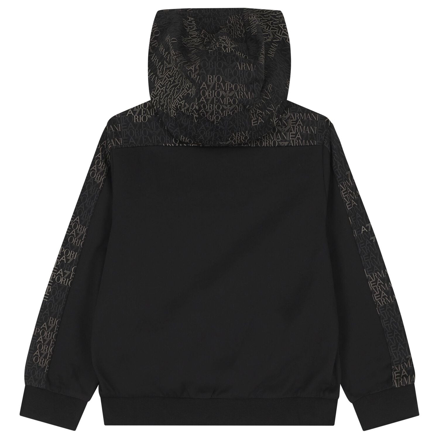 Boys Black Logo Hooded Top, 1, hi-res