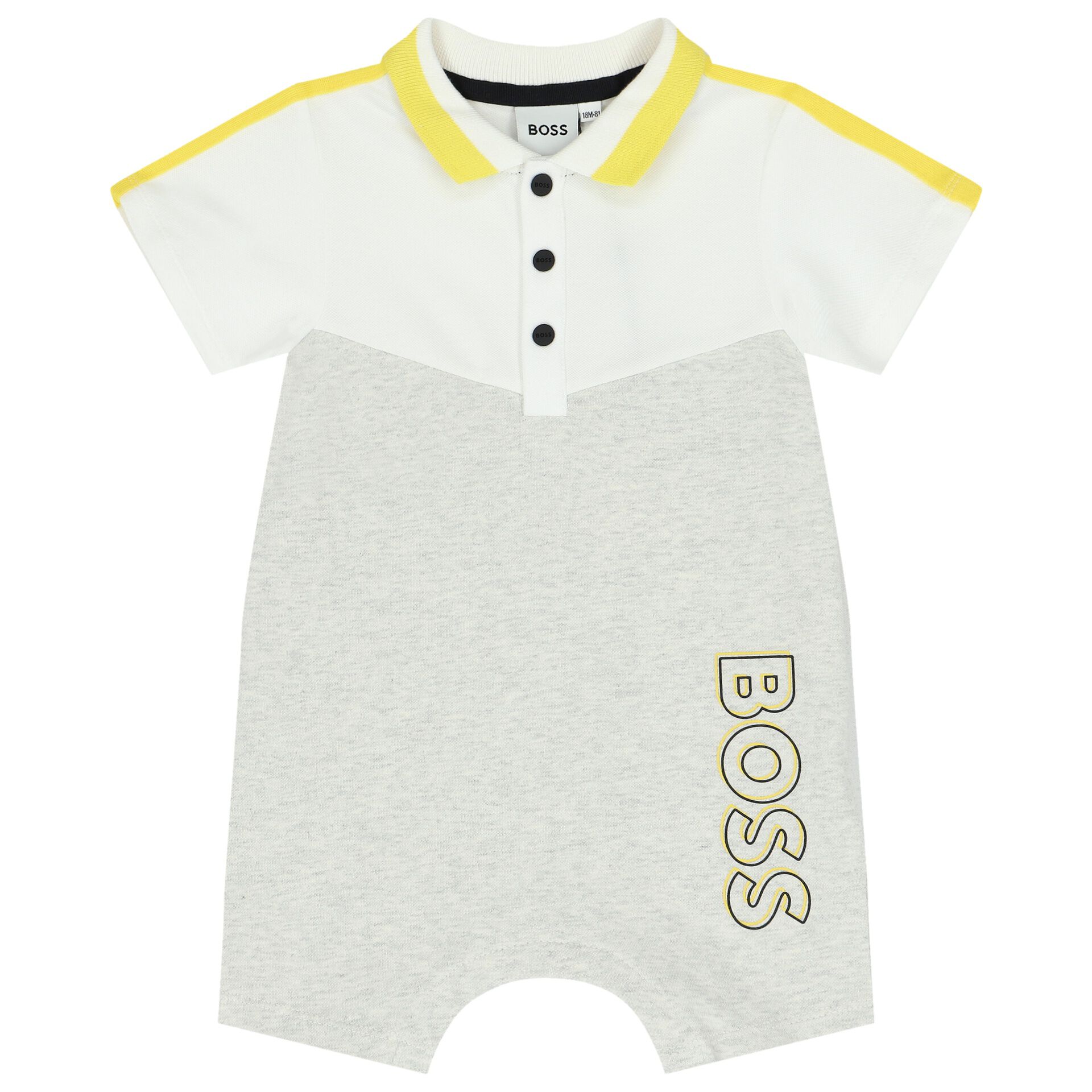 BOSS Baby Boys Grey Logo Polo Romper Junior Couture