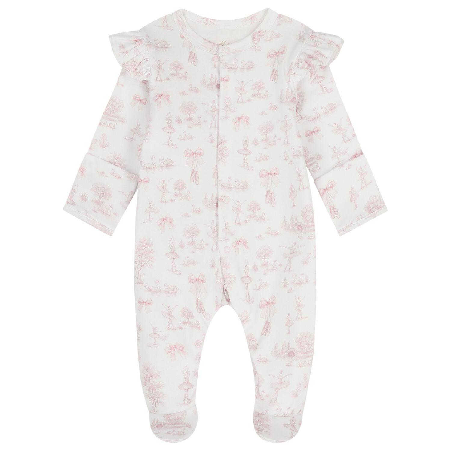 Baby Girls White & Pink Swan Babygrow Gift Set , 1, hi-res