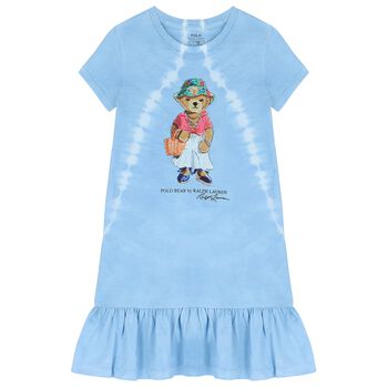 Girls Blue Polo Bear Dress