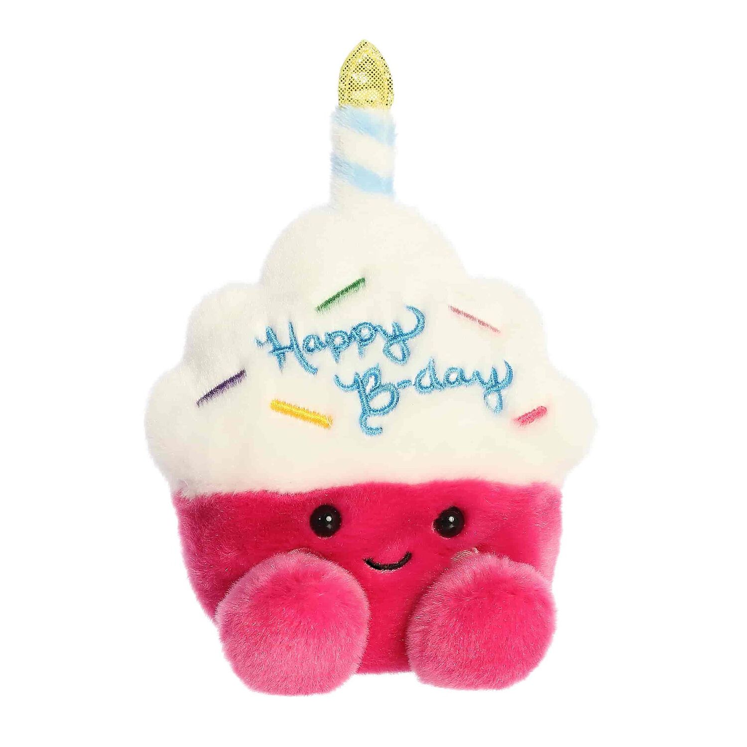 Girls Pink & White Palm Pals Sparkle Birthday Cupcake Soft Toy ( 13CM ), 1, hi-res