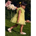 Younger Girls Yellow Ruffled Tulle Dress, 2, hi-res
