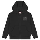 Boys Black Logo Hooded Zip Up Top, 1, hi-res