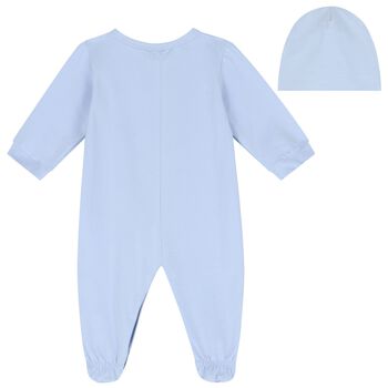 Baby Boys Blue Logo Babygrow Gift Set