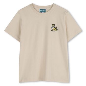Beige Tiger Logo T-Shirt