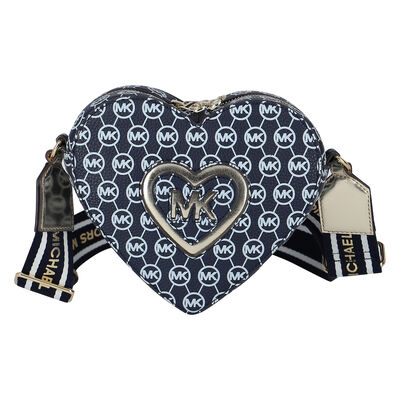Girls Navy Logo Heart Shoulder Bag
