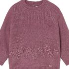 Younger Girls Pink Flower Jumper, 1, hi-res
