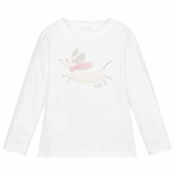 Younger Girls White Long Sleeve Top