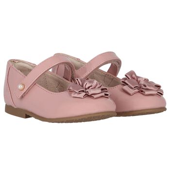 Girls Pink Patent Leather Ballerina Shoes