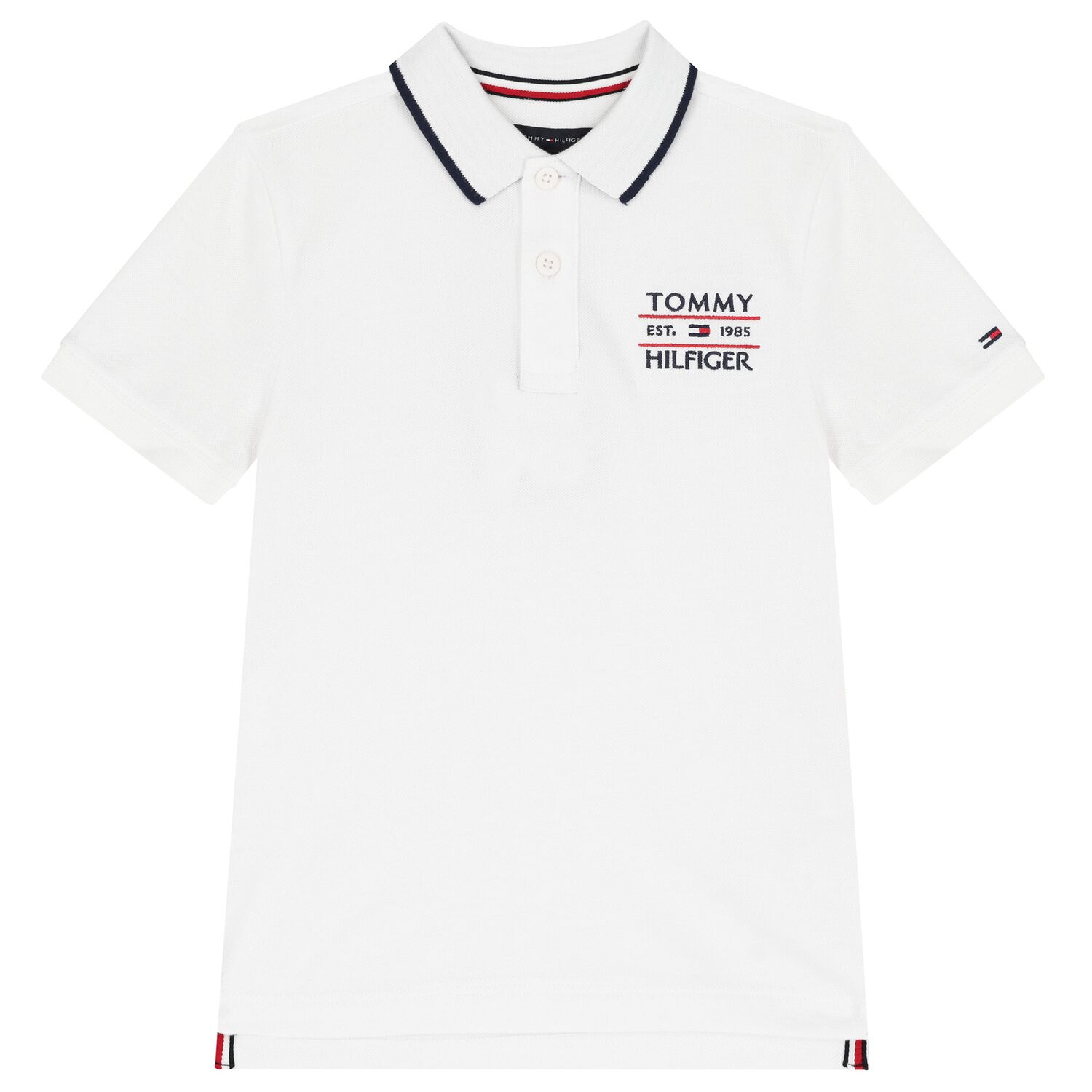 Boys White Logo Embroidery Polo Shirt, 2, hi-res image number null