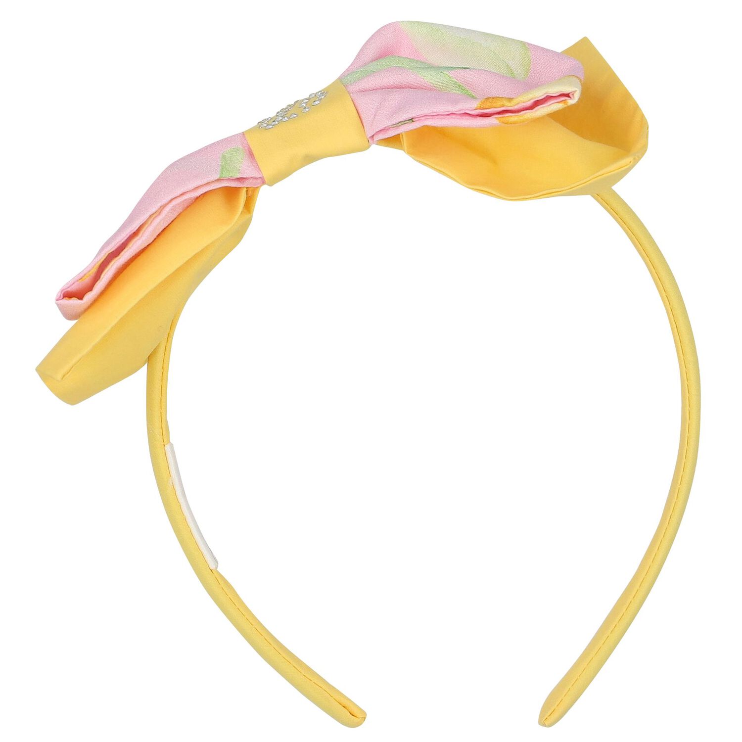 Girls Pink & Yellow Logo Bow Headband, 1, hi-res image number null