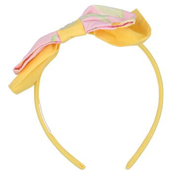 Girls Pink & Yellow Logo Bow Hairband