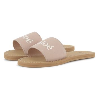 Girls Pink Canvas Logo Sliders