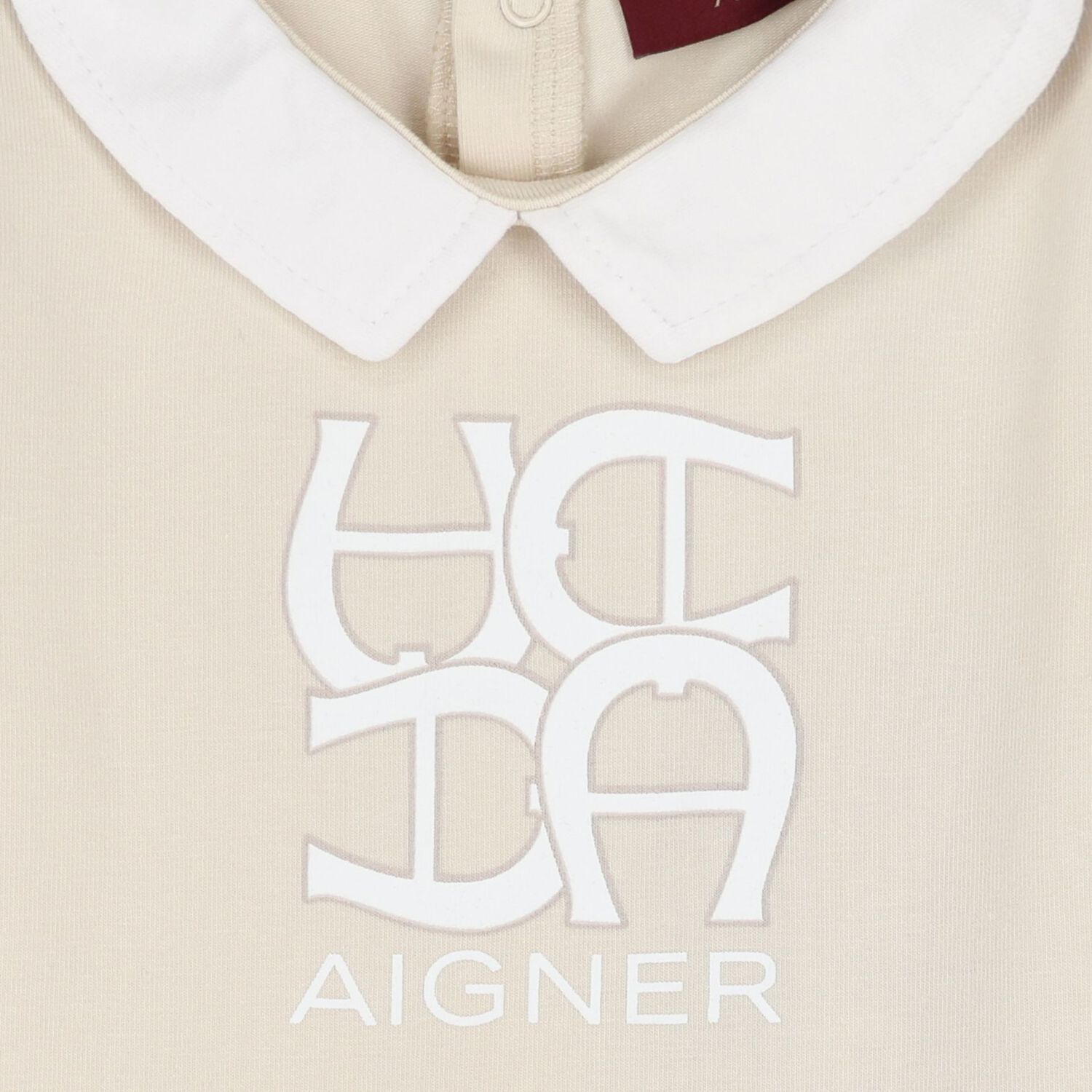 Beige Logo Babygrow, 1, hi-res