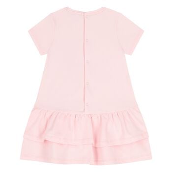 Younger Girls Pink Butterflies Logo Dress