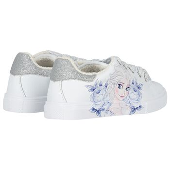 Girls White & Blue Disney Logo Trainers