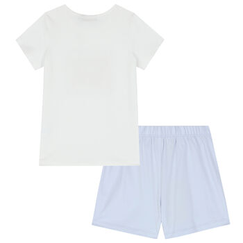 Boys White & Blue Teddy Logo Pyjamas
