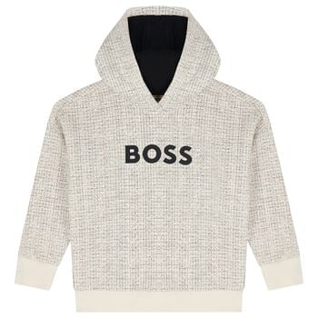 Boys Ivory Logo Hooded Top