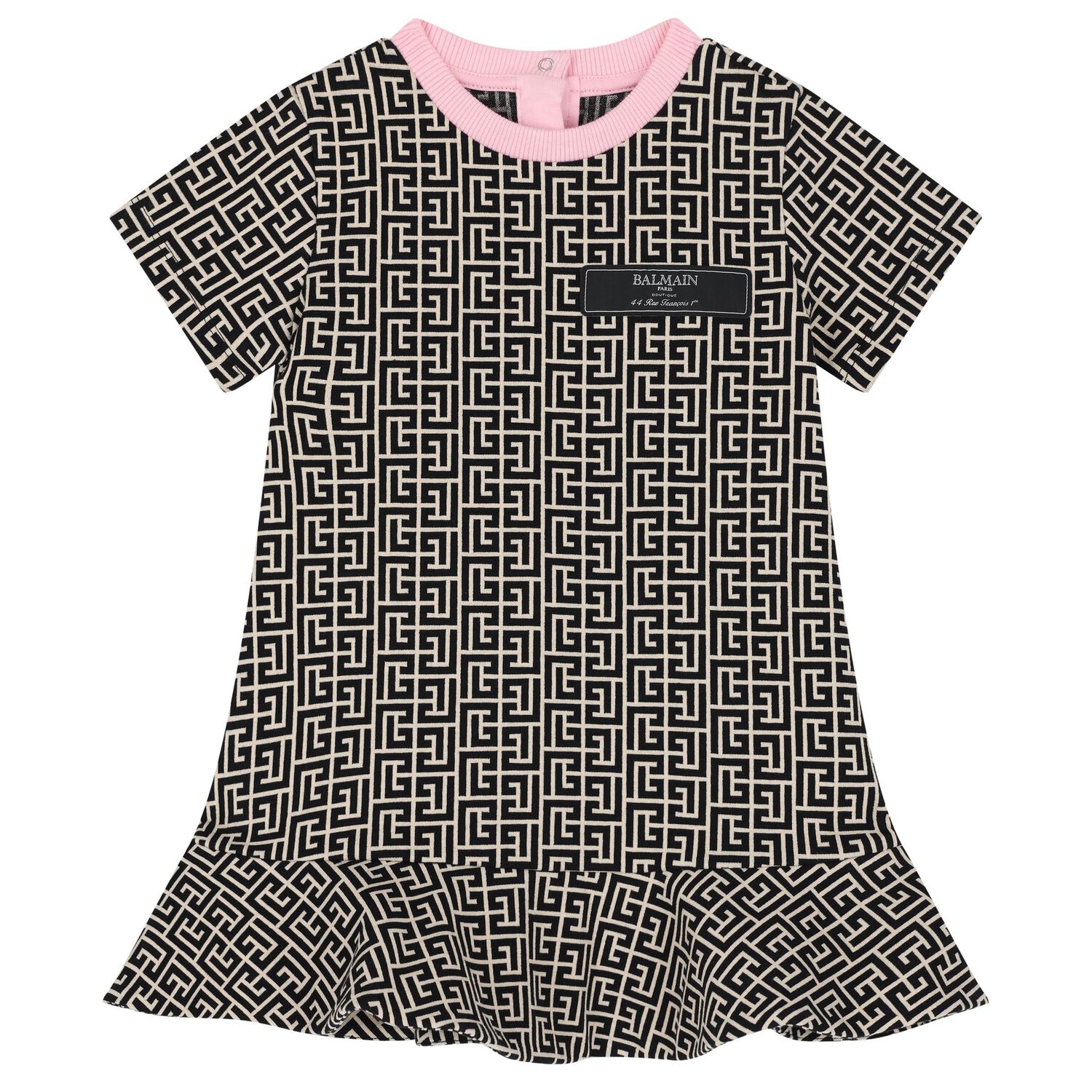 Younger Girls Monogram Print Dress, 1, hi-res