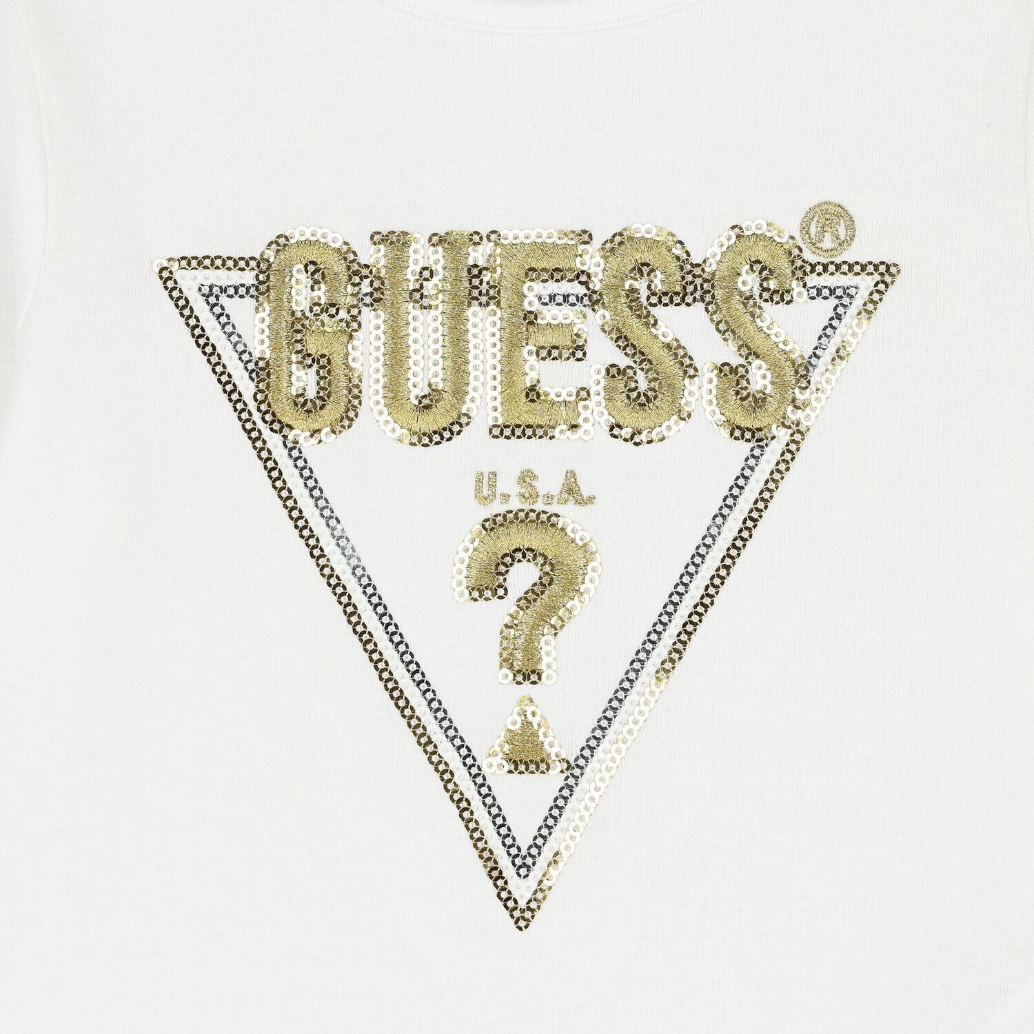 توب أولاد بأكمام بالشعار باللون الأبيض, 1, hi-res