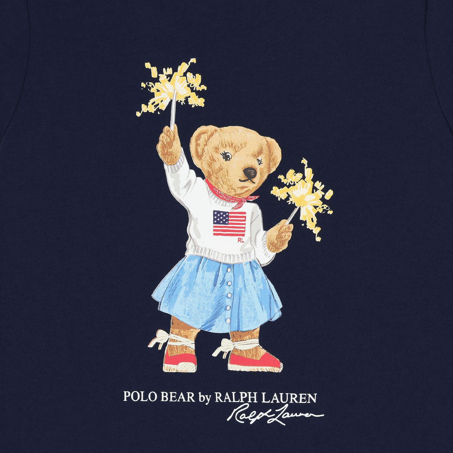 Girls Navy Blue Polo Bear Dress, 1, hi-res
