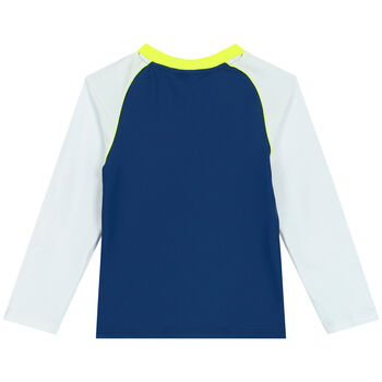 Boys Navy Blue & White Long Sleeve Rash Vesh