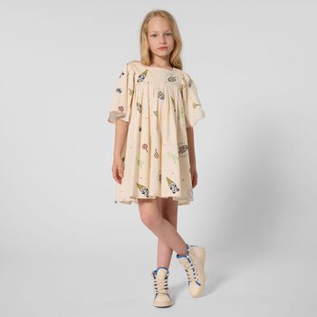 Girls Beige Logo Dress