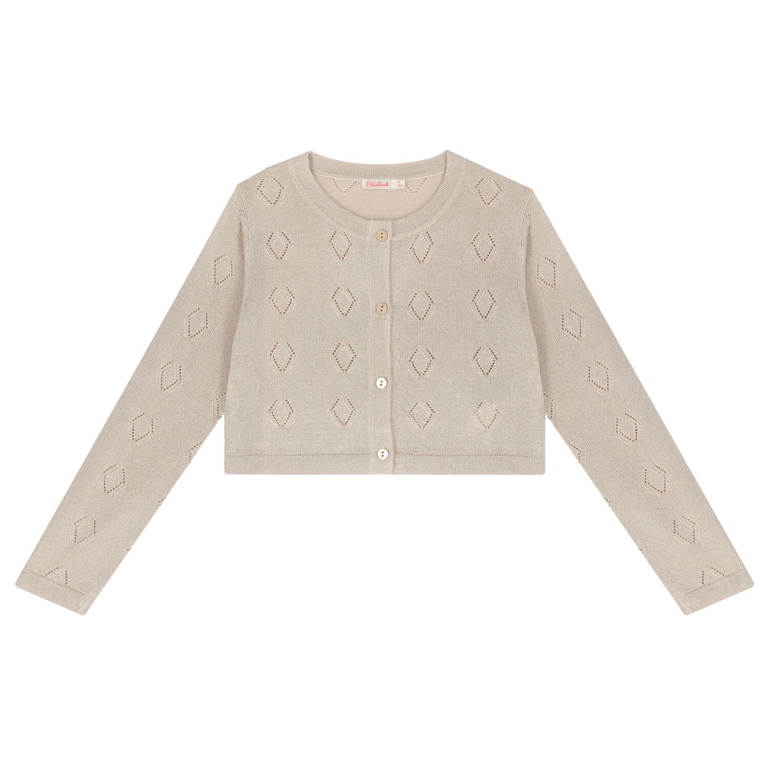 Girls Beige Knitted Cardigan, 1, hi-res image number null