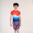 Boys Orange, Blue & White Rash Vest, 1, hi-res