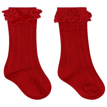 Baby Girls Red Lace Socks