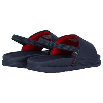 Boys Navy Blue Polo Bear Sliders