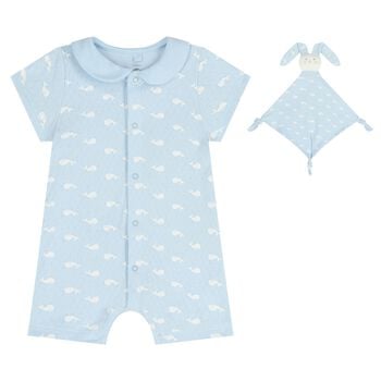 Baby Boys Blue Whale Romper Gift Set