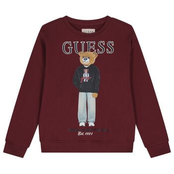 Boys Burgundy Teddy Bear Logo Sweatshirt