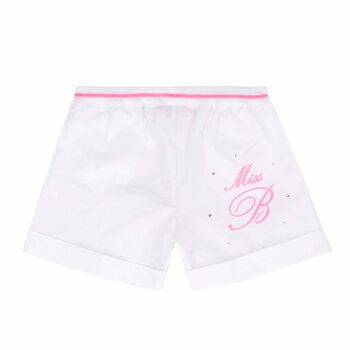 Girls White Logo Shorts