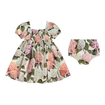 Baby Girls Pink & Green Floral Dress Set