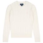 Girls Ivory Logo Cable Knit Jumper, 1, hi-res