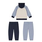 Younger Boys Blue, Beige & Navy Blue Fox Tracksuit Set, 1, hi-res