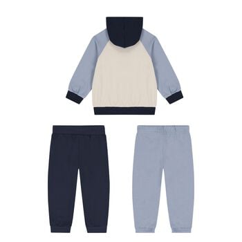 Younger Boys Blue, Beige & Navy Blue Fox Tracksuit Set