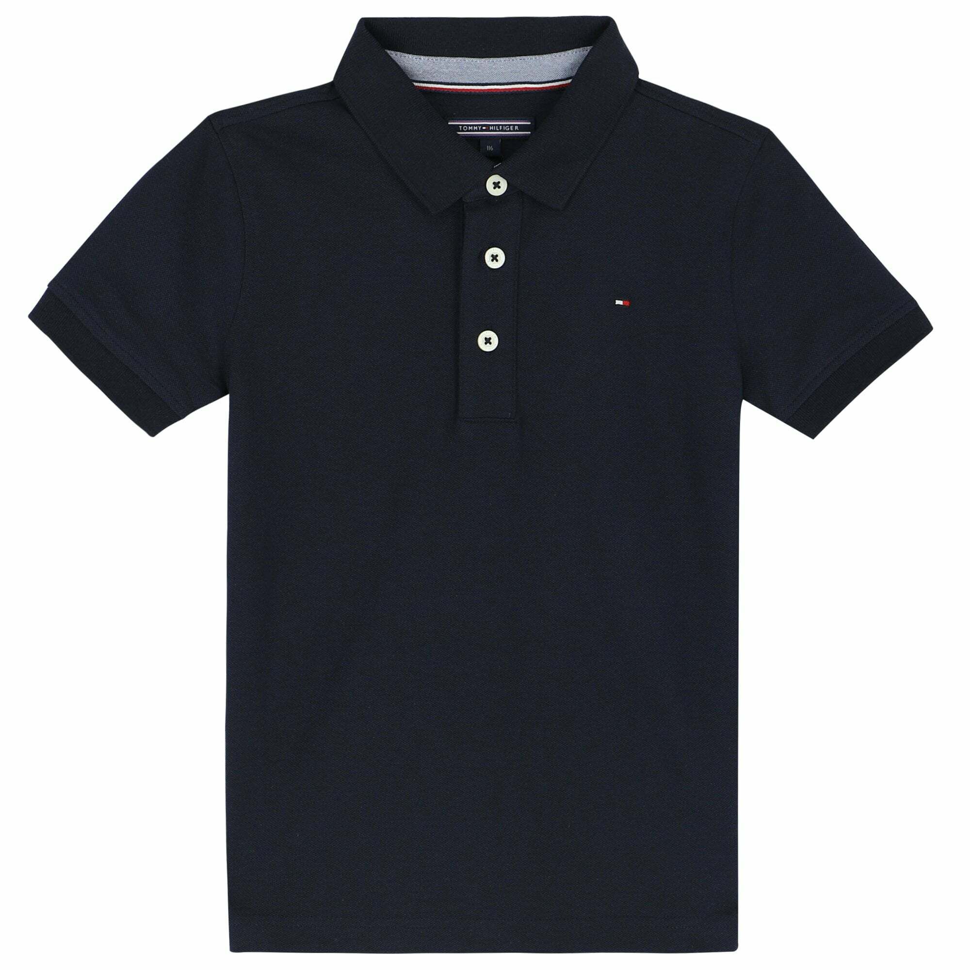 NWT Tommy Hilfiger Boys Navy Blue Short Sleeve Polo Flag Logo Size 3T Cotton 