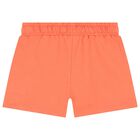 Girls Orange Diamante Heart Shorts, 1, hi-res