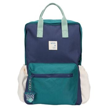Boys Navy Blue, Green & Ivory Backpack ( 36CM )