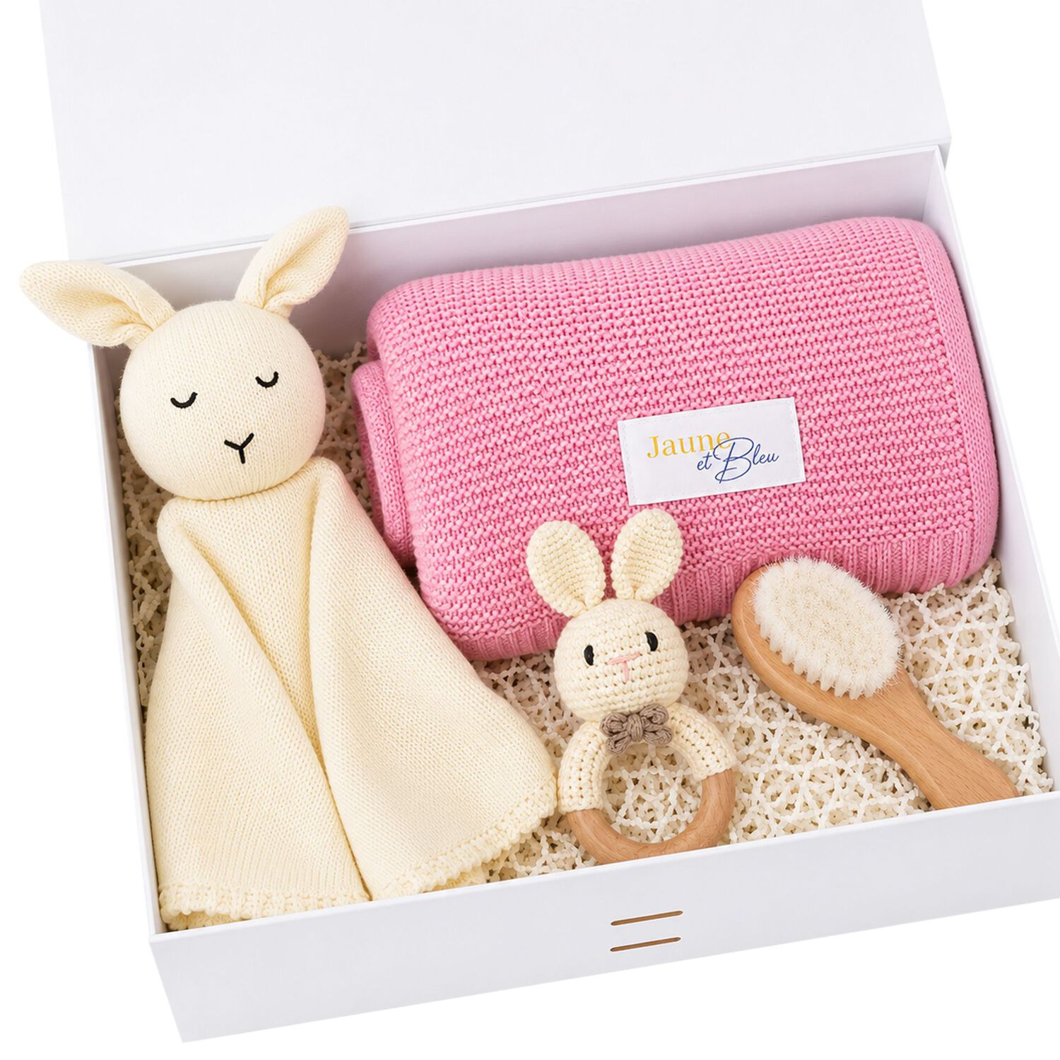 Ivory & Pink Baby Blanket & Bunny Comforter Gift Set, 1, hi-res