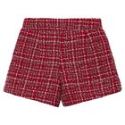 Girls Red Tweed Shorts, 1, hi-res