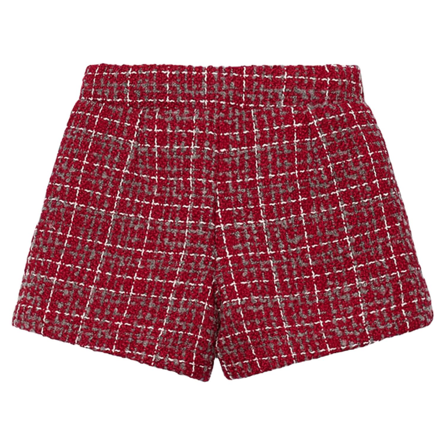 Girls Red Tweed Shorts, 1, hi-res