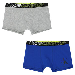 Boys Blue & Grey Logo Boxer Shorts ( 2-Pack )