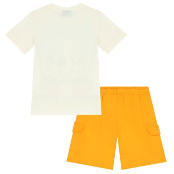 Boys Ivory & Orange Shorts Set