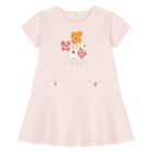 Younger Girls Pink Floral Logo Dress, 1, hi-res